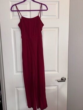 Abercrombie & Fitch Burgundy Spaghetti Strap Jumpsuit